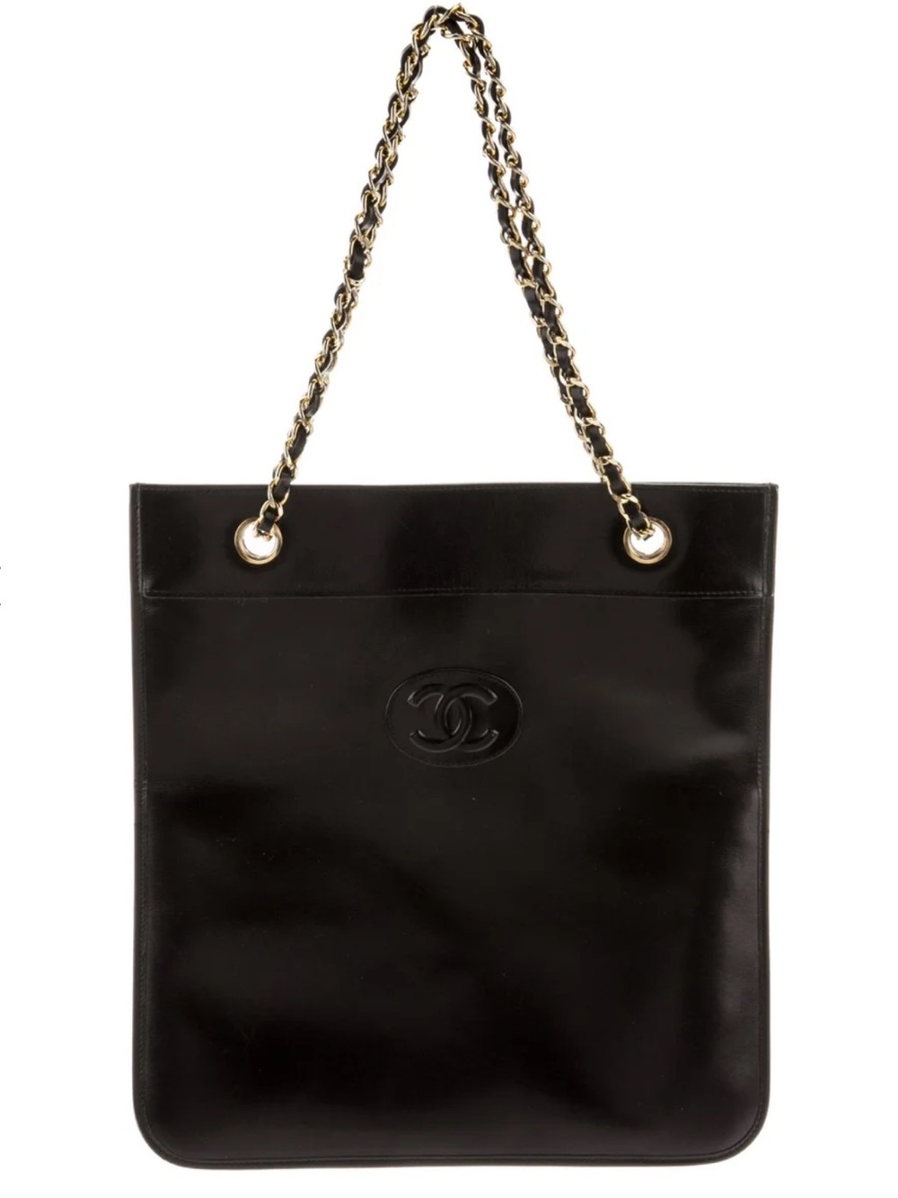 CHANEL Leather CC Flat Shoulder Bag